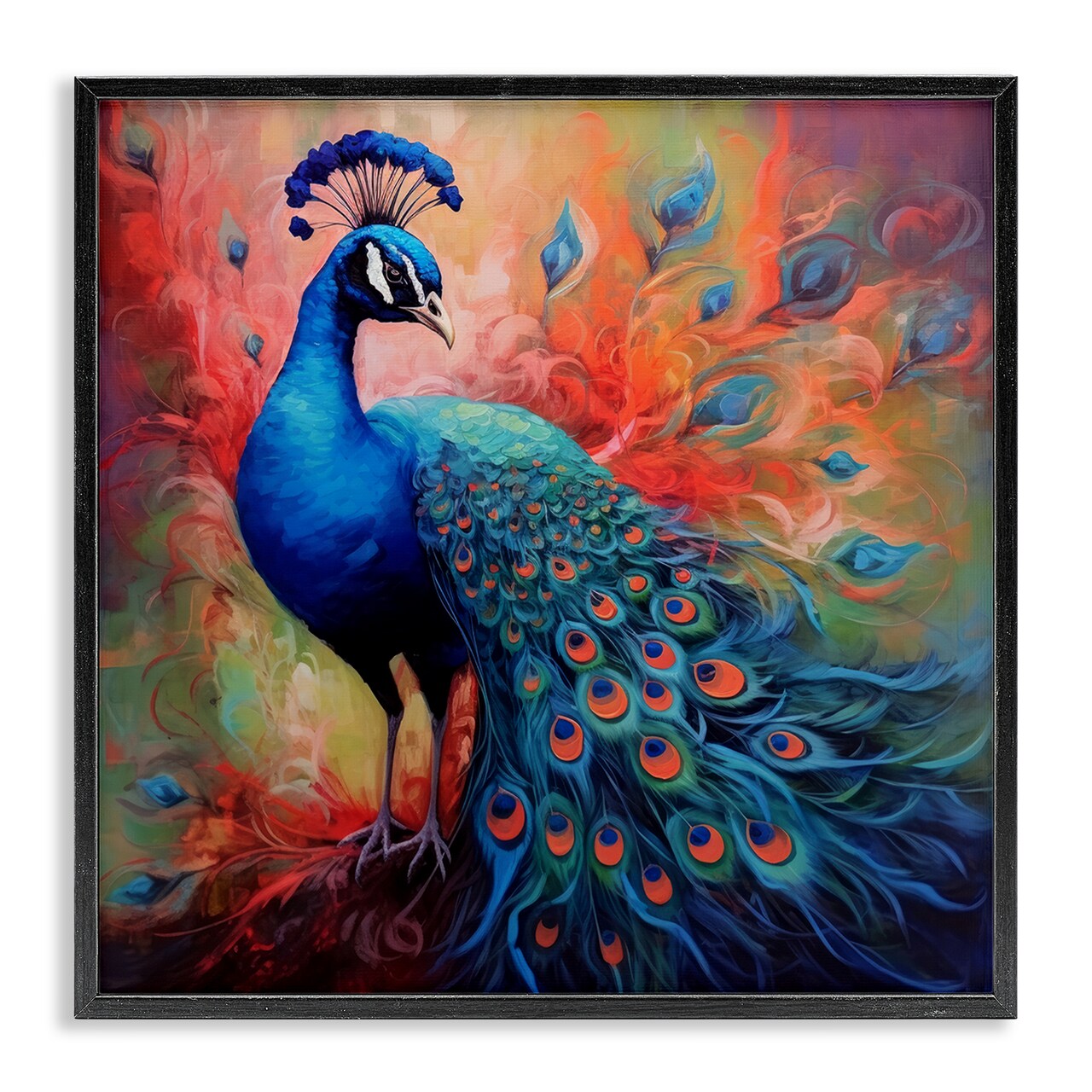 Stupell Industries Feathered Fantasy Peacock Framed Giclee Wall Art Design by Lazar Studio